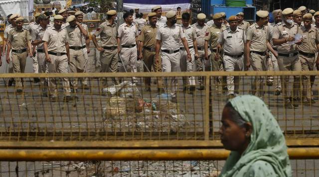 Security deployment remained heavy days after the clashes at Jahangirpuri. (Express Photo by Praveen Khanna)