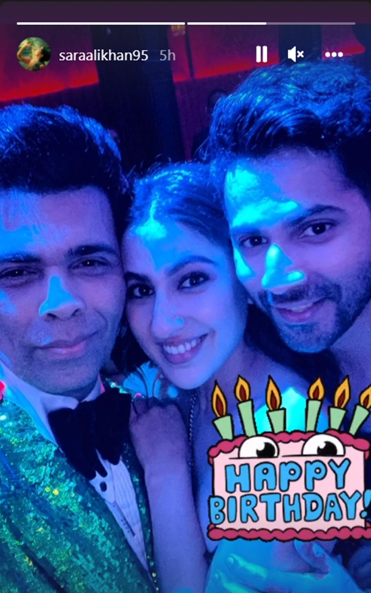 sara ali khan varun dhawan karan johar party