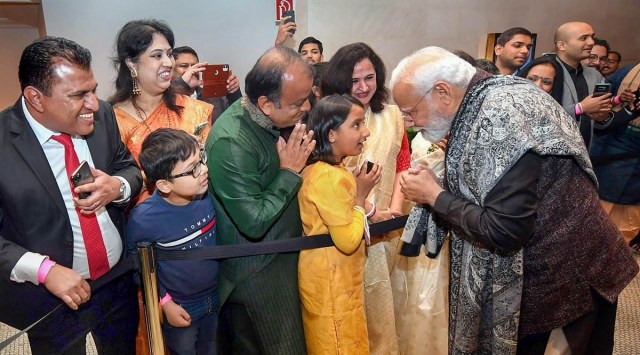 PM Narendra Modi interacts with Indian diaspora, in Berlin, Germany, Monday. PTI 