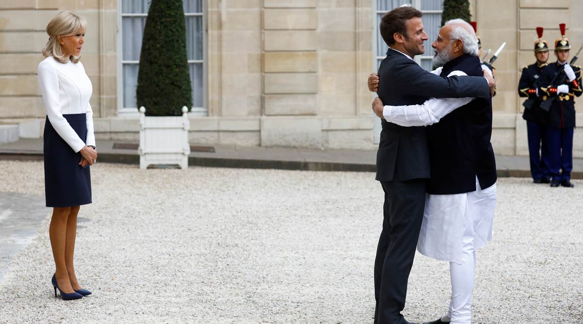 Modi-Macron meet, Modi France visit, Prime minister Narendra Modi, Emmanuel Macron, Modi Macron talks, UKraine situation, India france relations, India news, Indian express