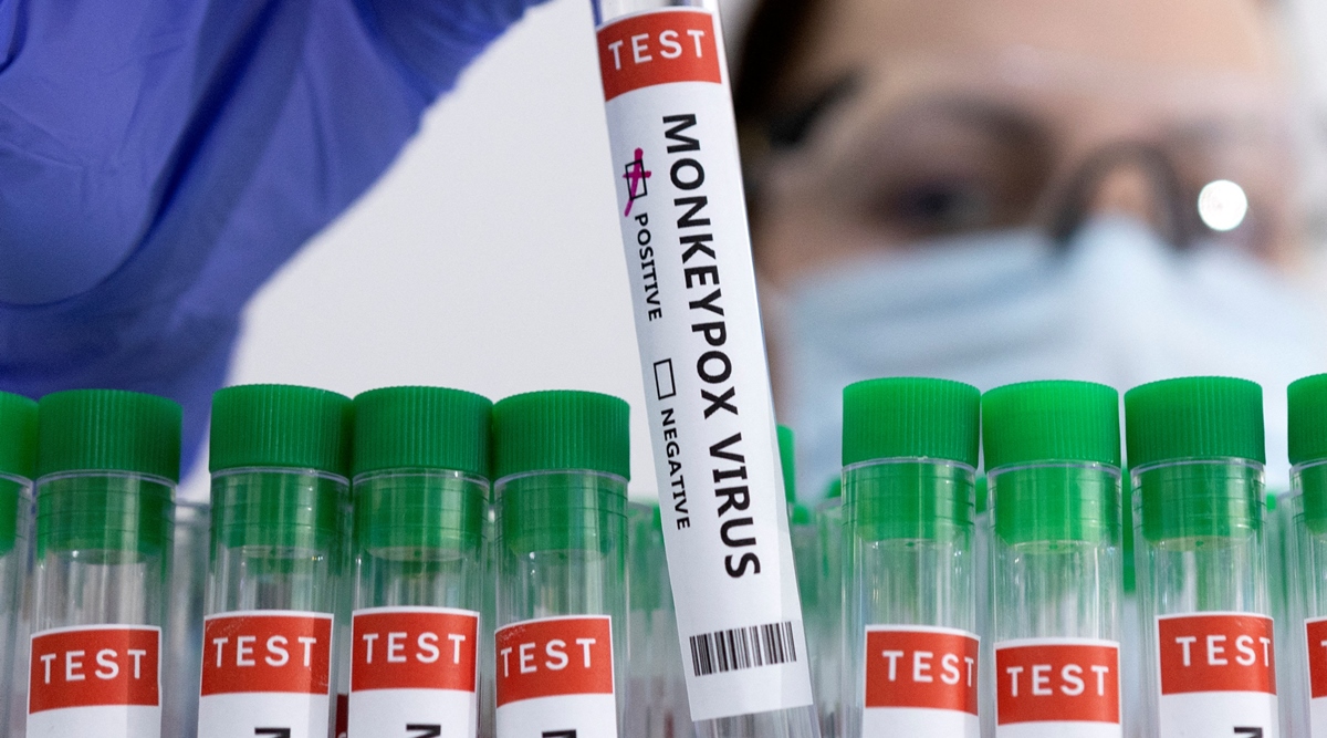 Test tubes labelled 'Monkeypox virus positive' are seen in this illustration taken May 23, 2022. (Reuters)