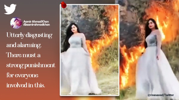 pakistan forest fires, pak tiktoker forest fire video, pak tiktoker fashion shoot wildfire, pak tiktoker set forest fire, viral videos, indian express