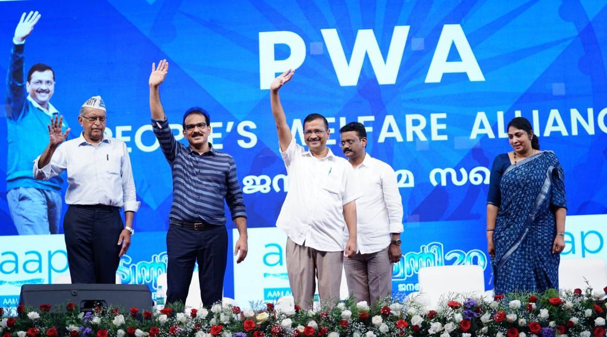 The announcement was jointly made by Delhi Chief Minister Arvind Kejriwal and Twenty20 chief co-ordinator Sabu M Jacob, who is also MD of KITEX, at a mass convention held at Kizhakkambalam near Kochi. (Photo: Twitter@Arvind Kejriwal/File)