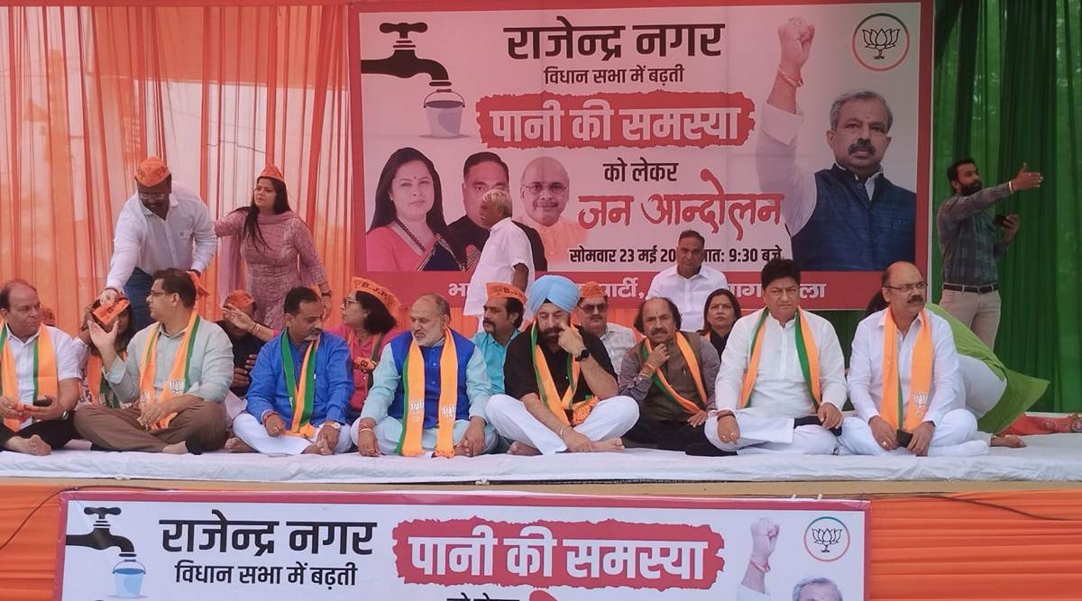 BJP leaders campaigning in Rajinder Nagar.