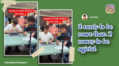 Rubik’s cube solved in one second, Artist solves Rubik’s cube in 1.2 seconds, Trickster solves Rubik’s cube in 1 second, Rubik’s cube tricks, Indian Express