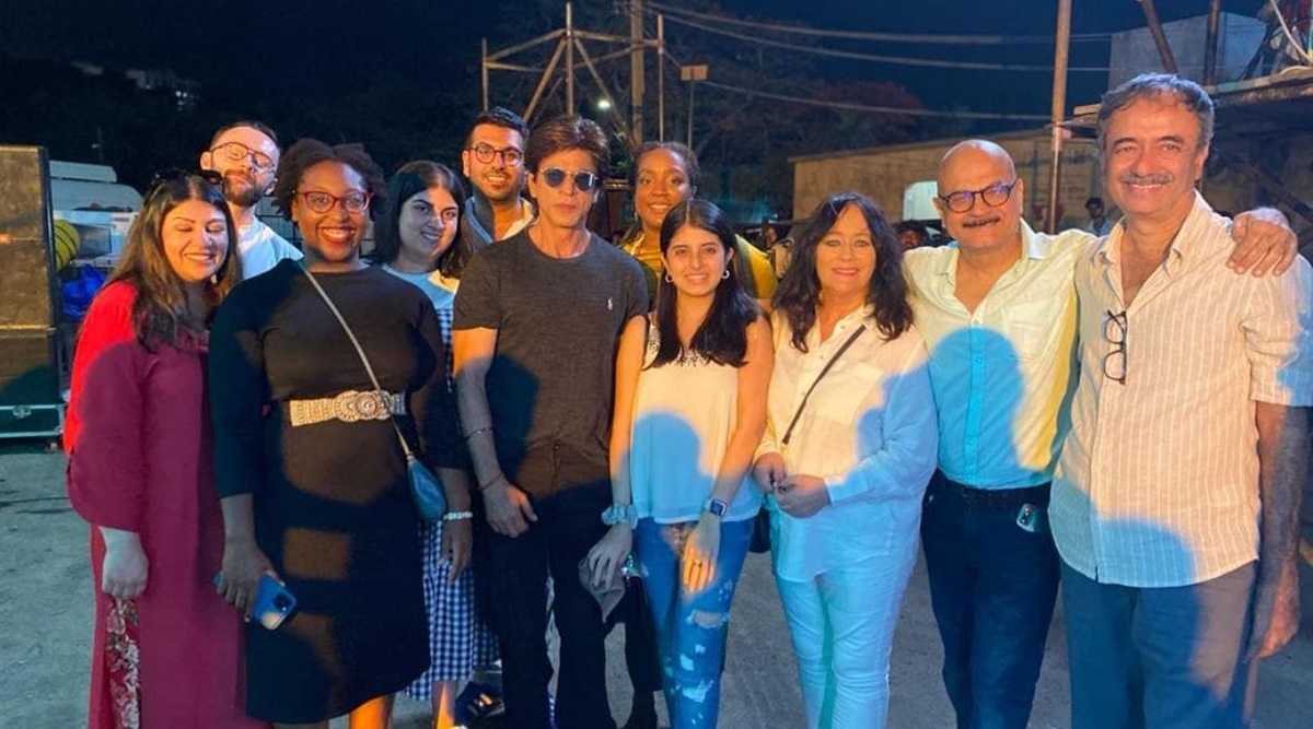 Shah Rukh Khan poses with Rajkumar Hirani on Dunki set, fans cheer for actor’s new look. See photo