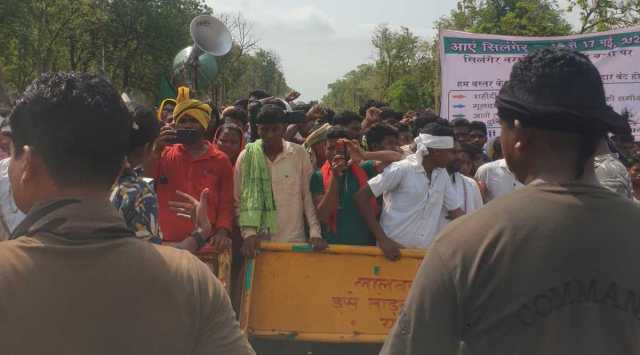 Protestors at the rally. (Express Photo)