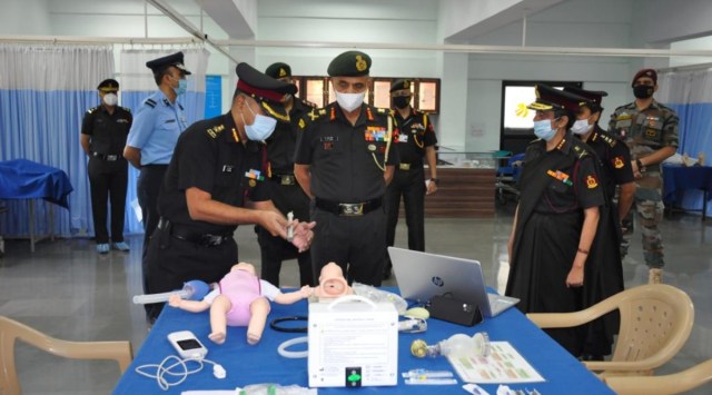Lt Gen Nain interacted with cadets undergoing Advanced Cardiac Life Support (ACLS) course as well as the medical and nursing cadets and spoke to them about holistic growth with adequate emphasis on curricular and extracurricular activities. (Express Photo)