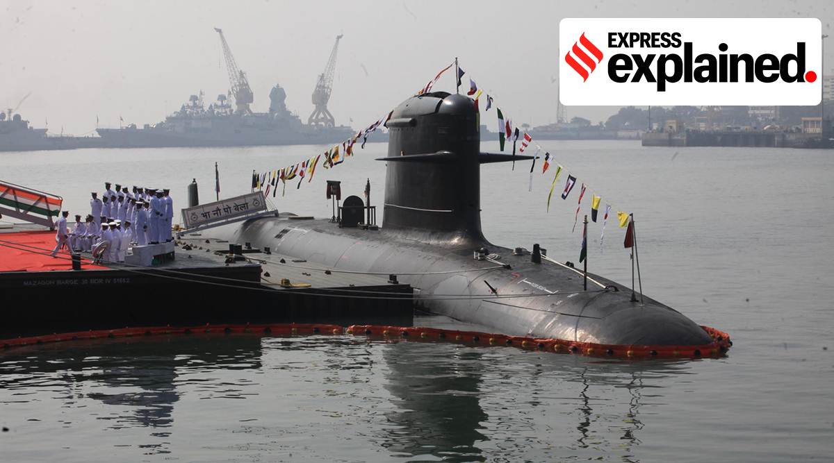 The INS Vela, the Indian Navy’s fourth Kalvari class submarine, was commissioned in Mumbai in November 2021. (Express photo by Pradip Das)