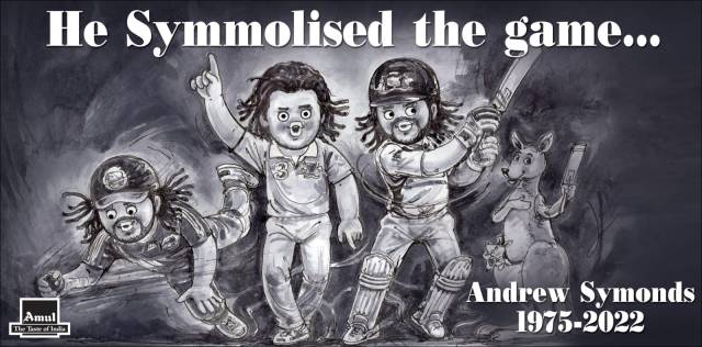 Andrew Symonds Amul, Amul topical Symonds, Symonds tribute Amul, Andrew Symonds cricketer tribute, Indian Express