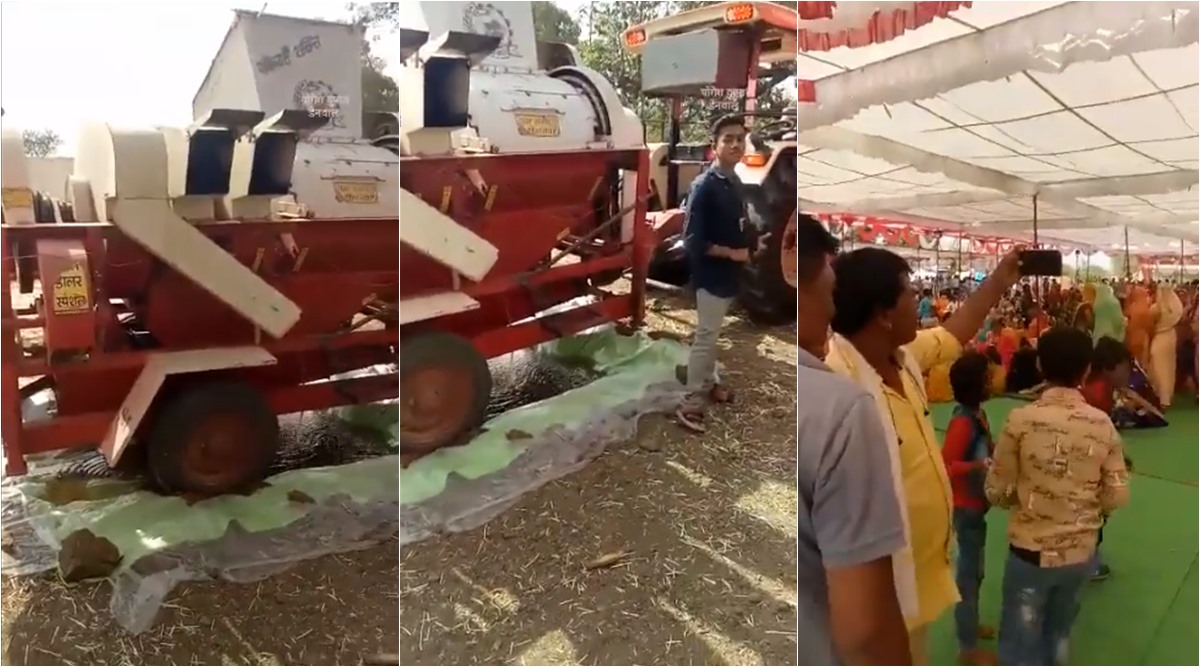 jugaad, india jugaad technology, thresher used as air cooling system, threshing machine used as cooler, viral video, indian express