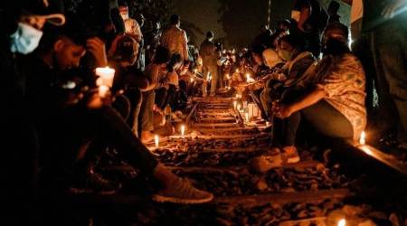 The midnight protest was staged days after the railway authorities started laying tracks at a village in South Goa. (Pic courtesy Save Mollem Campaign)