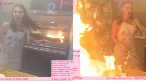 live streaming twitch, twitch streamer kitchen fire, woman grease fire livestreaming, viral news, Kelly Caron, indian express