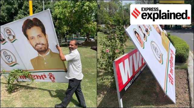 Amrinder Singh Raja Warring was fined for putting up posters without permission in Chandigarh. (Express Photo)