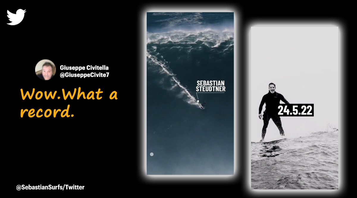 Sebastian Steudtner, Sebastian Steudtner world record biggest wave surfing, Guinness World Record for surfing biggest wave, German surfer surfs 86 feet hight wave, Indian Express