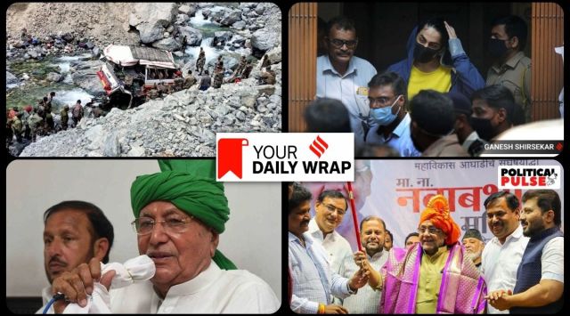 (Clockwise) Aryan Khan, Nawab Malik, Om Prakash Chautala and an accident spot in Ladakh.