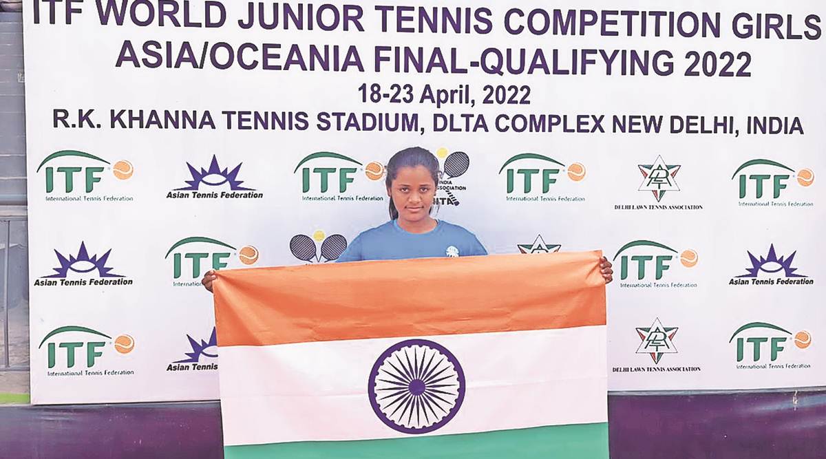 Aishwarya Jadhav, is part of the Asian team in the U-14 Wimbledon Tennis tournament scheduled to begin on July 1. (Express Photo)
