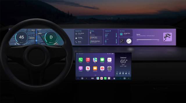 A new feature quietly unveiled at Apple's developer conference this month will allow CarPlay users to tap an app to navigate to a pump and buy gas straight from a screen in the car. (Image credit: Apple)