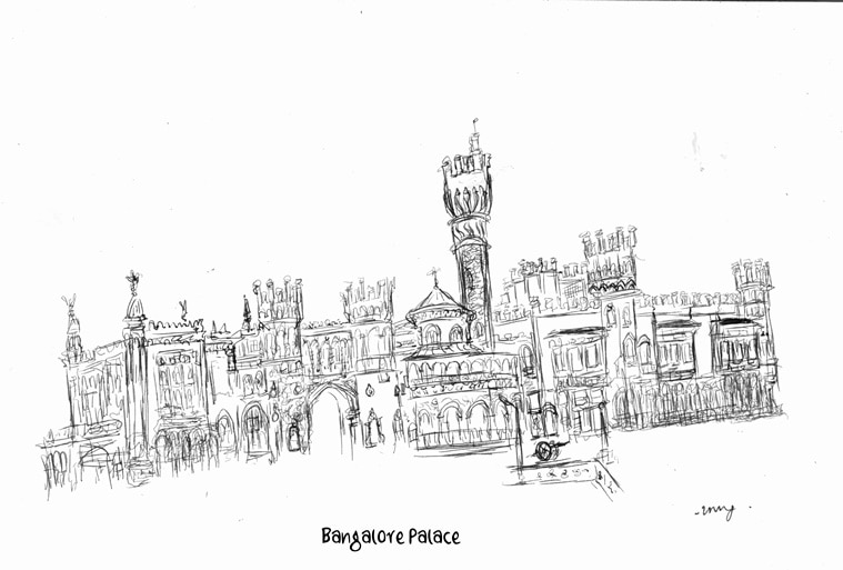 Sketch Illustration Bangalore Palace Bangalore India Stock Vector (Royalty  Free) 773338918 | Shutterstock