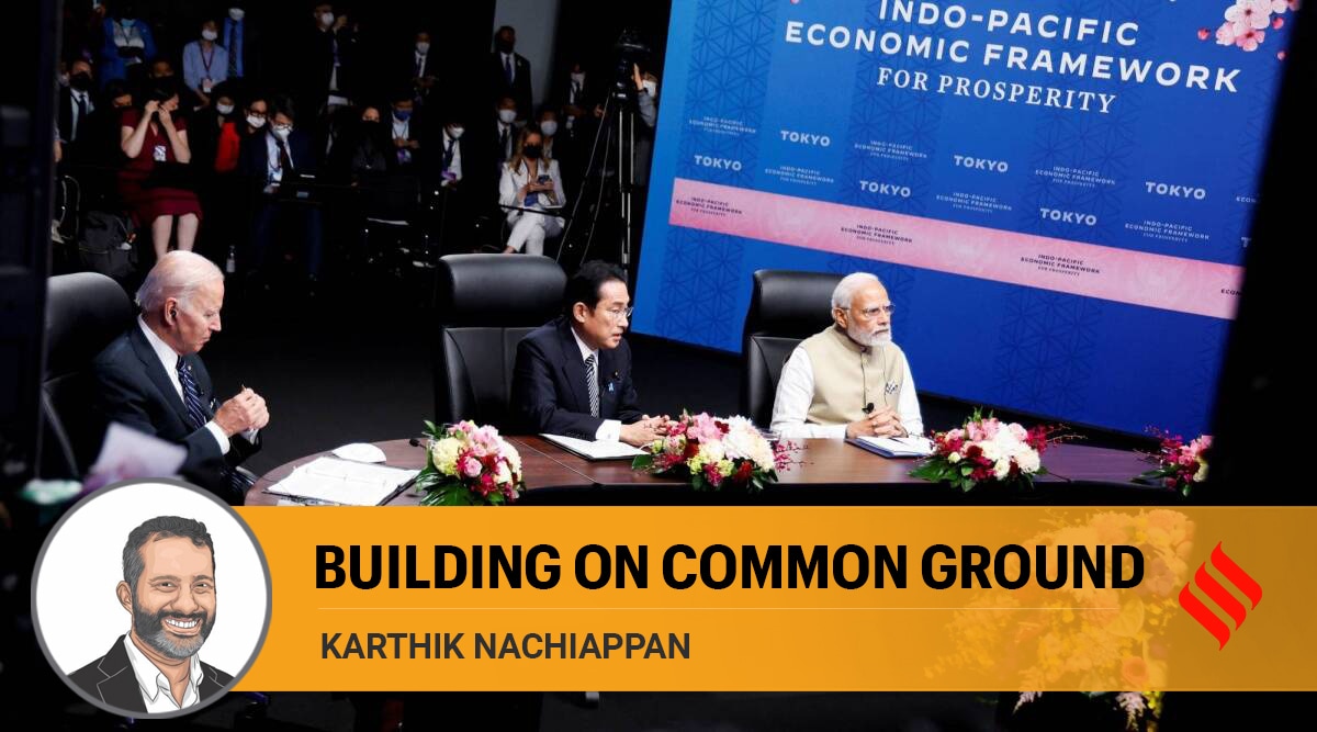 US President Joe Biden, India's Prime Minister Narendra Modi and Japan's Prime Minister Kishida attend the Indo-Pacific Economic Framework for Prosperity (IPEF) launch event at Izumi Garden Gallery in Tokyo, Japan, May 23, 2022. (REUTERS/Jonathan Ernst)