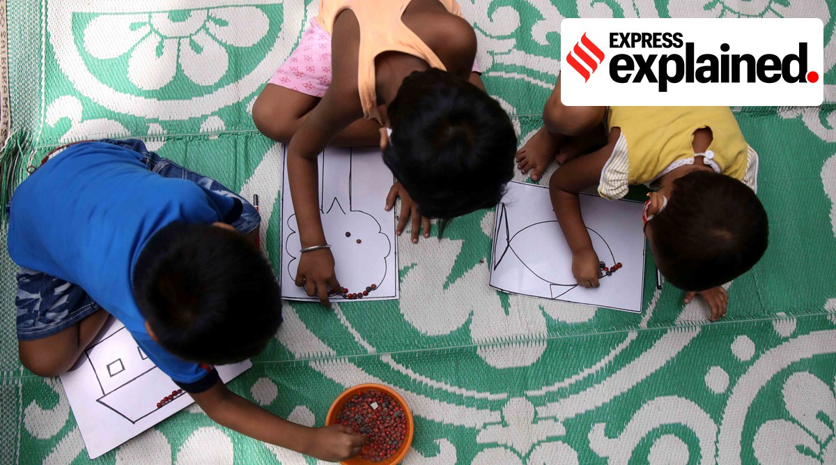 Students during the Covid-19 pandemic in Kolkata. (Express Photo: Partha Paul, File)