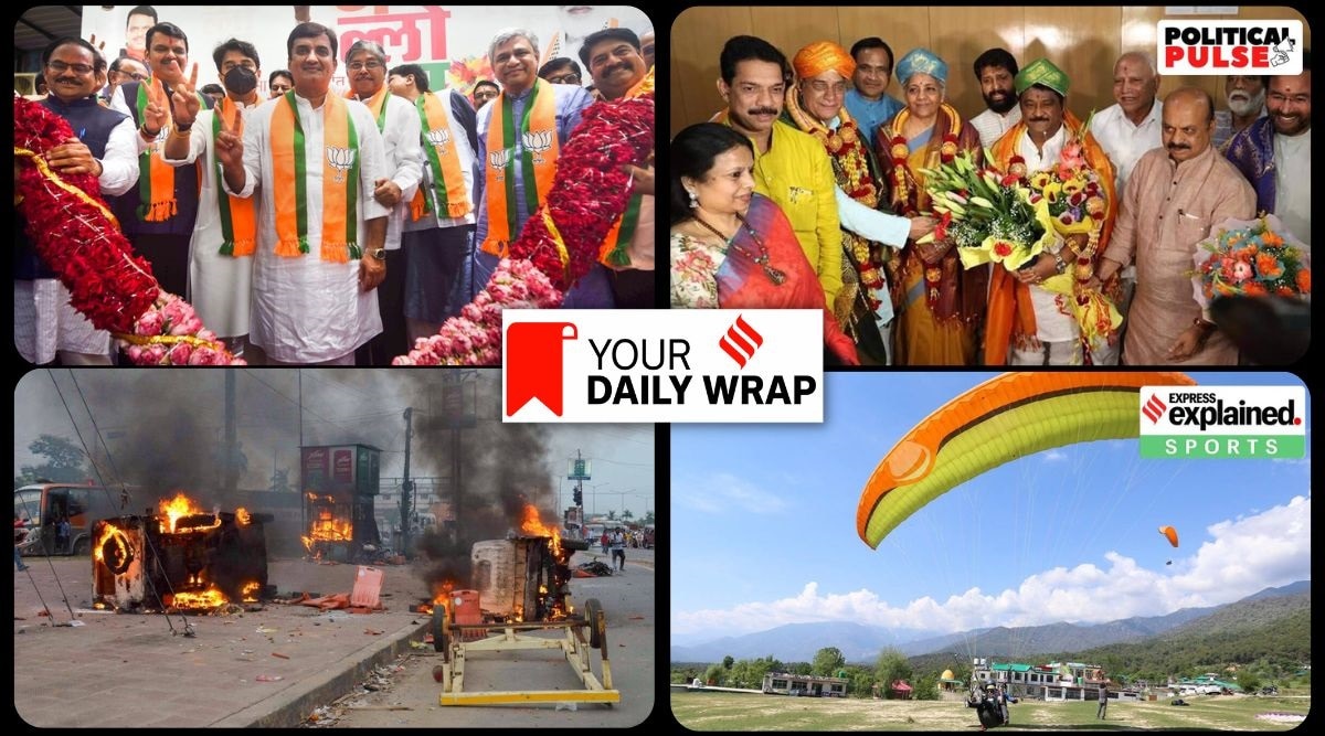 (Clockwise) BJP in Maharashtra; BJP in Karnataka; India’s new policy on air sports; and Howrah violence. (File)