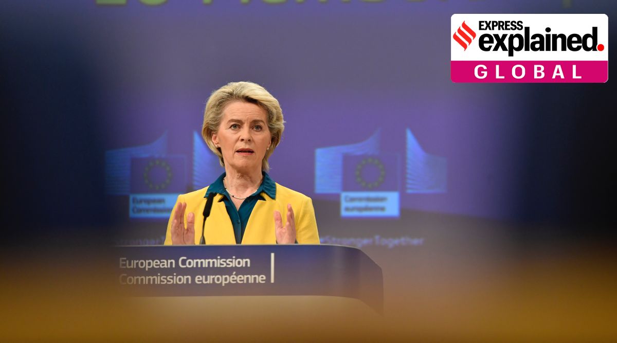 European Commission President Ursula von der Leyen speaks during a media conference in Brussels, Friday, June 17, 2022. (AP Photo/Geert Vanden Wijngaert)