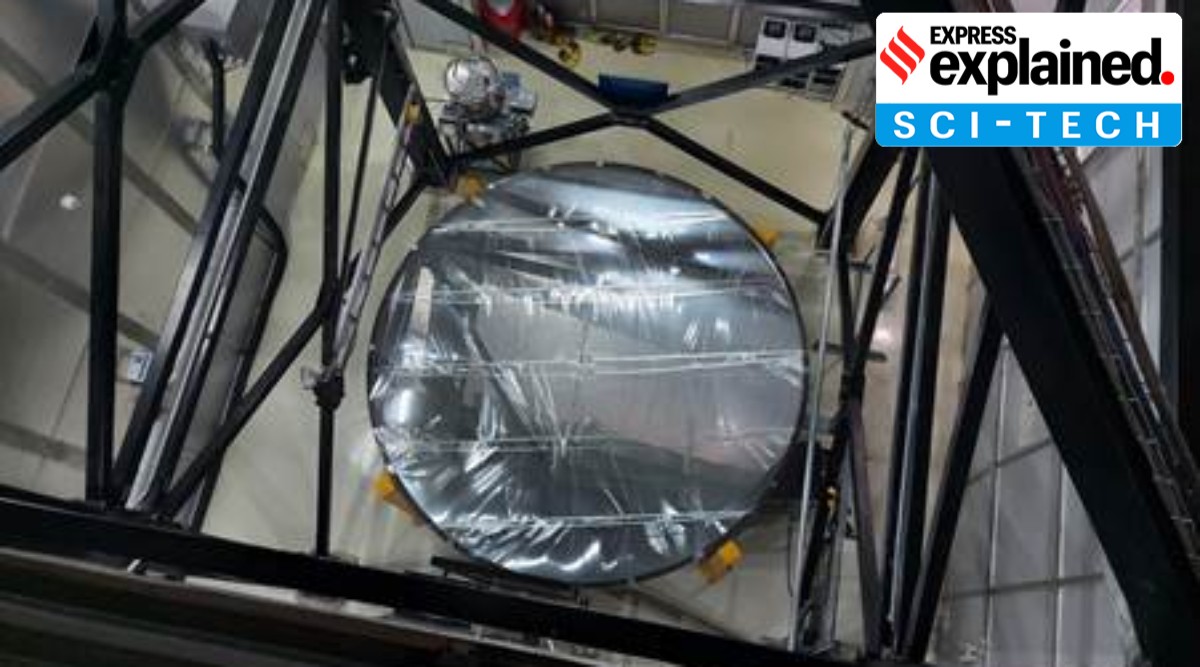 Top view of the ILMT located at the Devasthal Observatory of ARIES showing the liquid mercury mirror covered by a thin mylar film. (PIB)