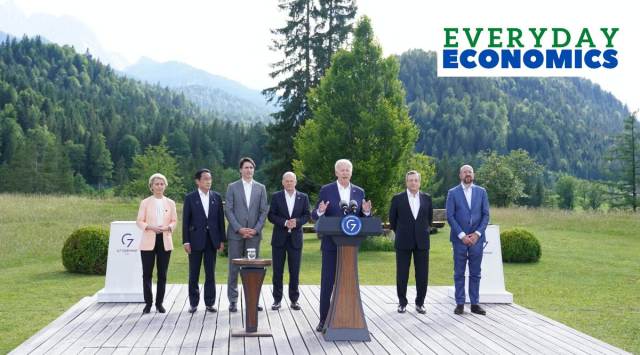 U.S. President Joe Biden speaks in front of European Commission President Ursula von der Leyen, Japanese Prime Minister Fumio Kishida, Canadian Prime Minister Justin Trudeau, German Chancellor Olaf Scholz, Italian Prime Minister Mario Draghi and European Council President Charles Michel during the G7 summit in Schloss Elmau, near Garmisch-Partenkirchen, Germany June 26, 2022. (Photo:Pool via REUTERS)