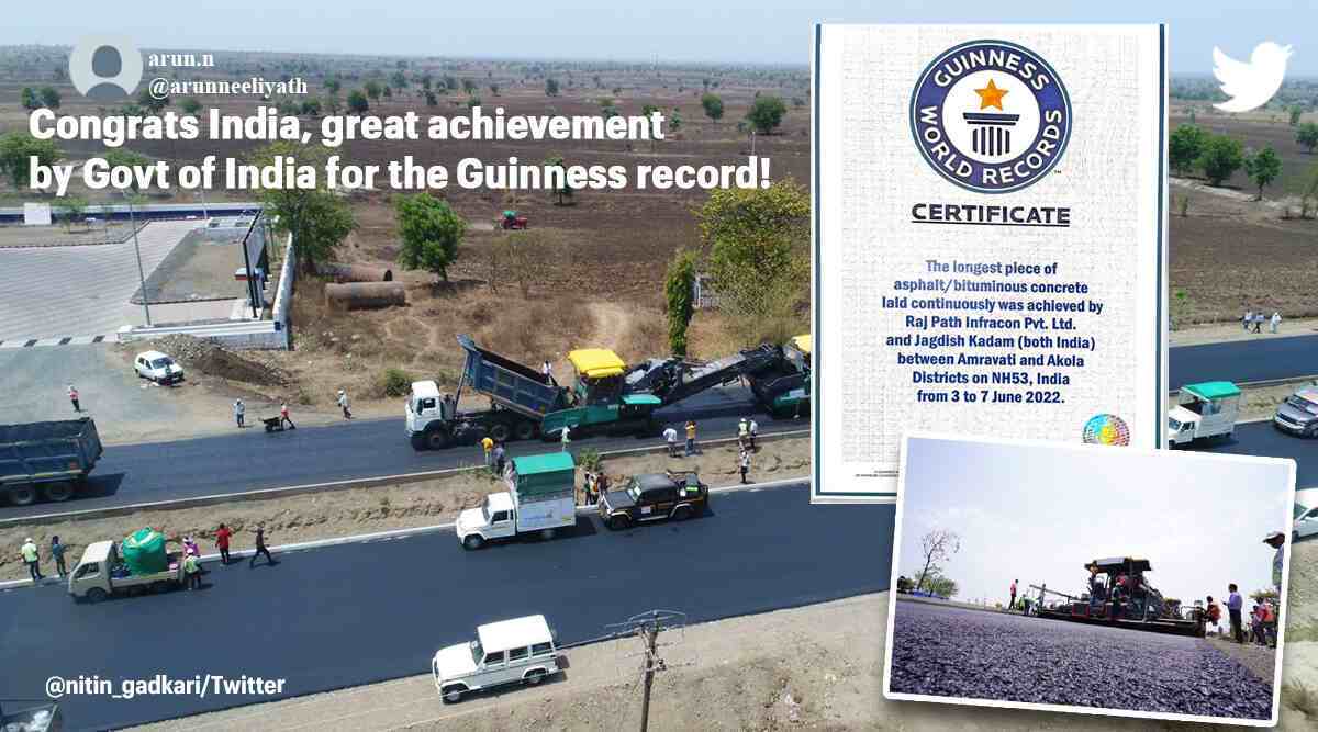 India makes world record for making the longest stretch of road laid ...