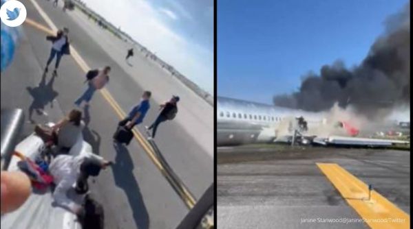 plane crash, passengers escaping after plane crash, plane on fire, Miami airport, red air flight, plane catches fire, passengers evacuation, indian express