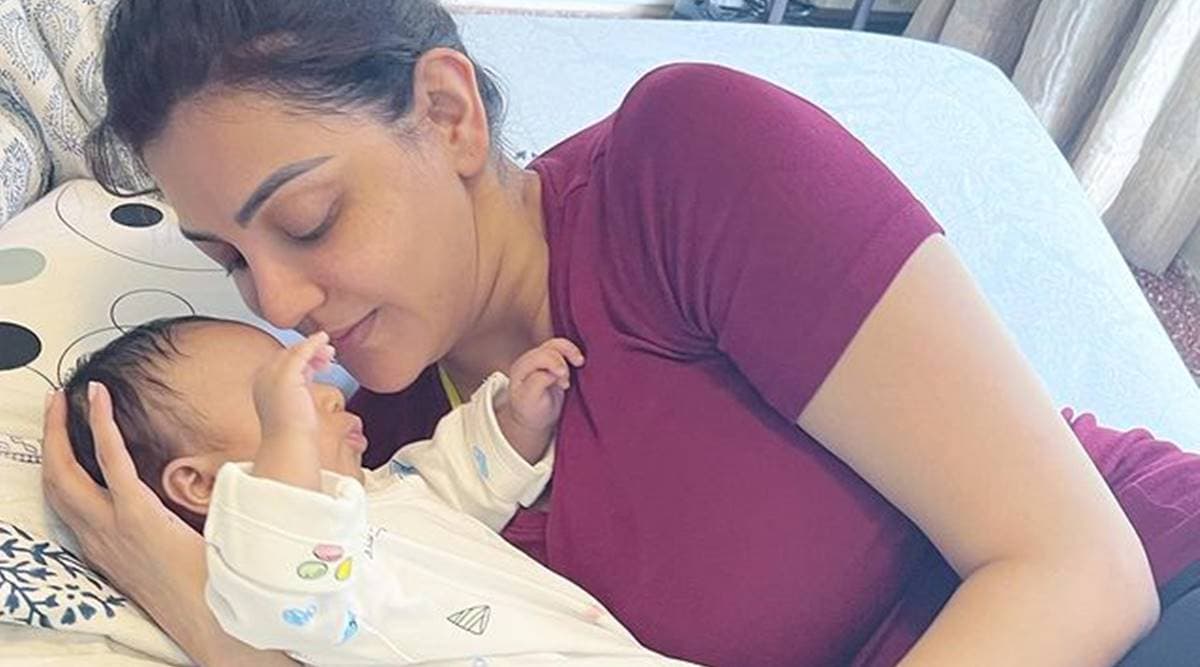 Kajal Aggarwal treats fans to a picture of her son Neil Kitchlu The love of my life Telugu News pic photo