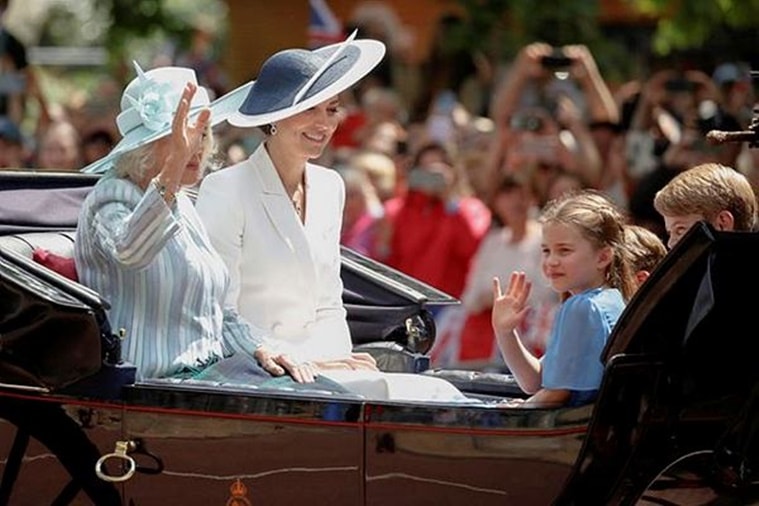 Kate Middleton, Kate Middleton news, Kate Middleton fashion, Kate Middleton accessories, Kate Middleton Diana earrings, Kate Middleton Trooping the Colour parade, indian express news