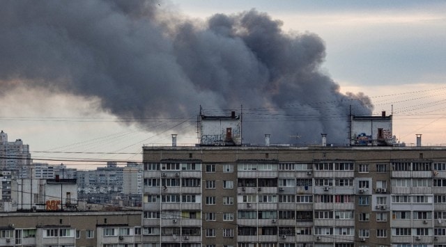 Smoke rises after missile strikes, as Russia's attack on Ukraine continues, in Kyiv. (Reuters)