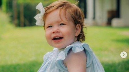 Lilibet Diana Mountbatten-Windsor, Prince Harry and Meghan Markle daughter, Lilibet, Lilibet official photo, Lilibet first birthday photo, Lilibet and Archie, Sussex royals, indian express news