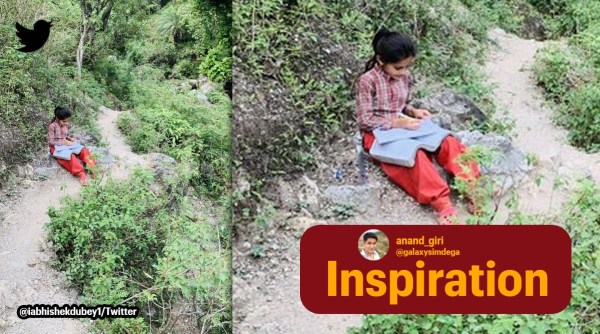 Anand Mahindra, Monday motivation, little girl studying alone, girl studying in Sataun, Himachal Pradesh, indian express