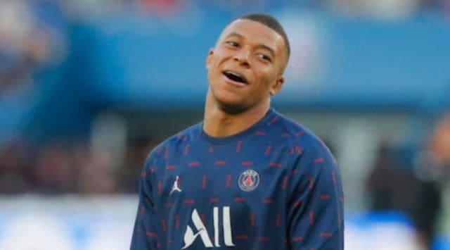 Mbappe during a warm up session for PSG. (Courtesy: AP)