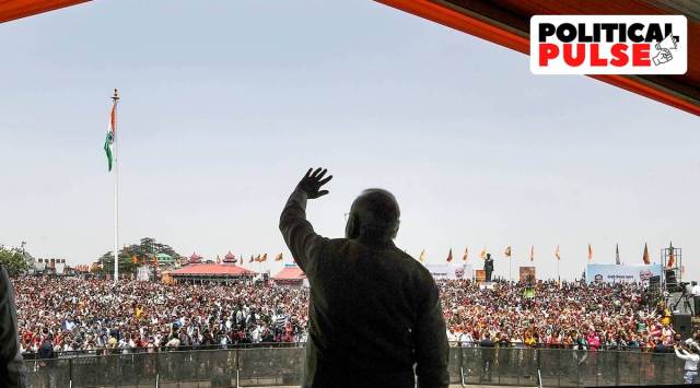 Prime Minister Narendra Modi waves at the crowd during a public rally, in Shimla, Tuesday, May 31, 2022. (PTI)