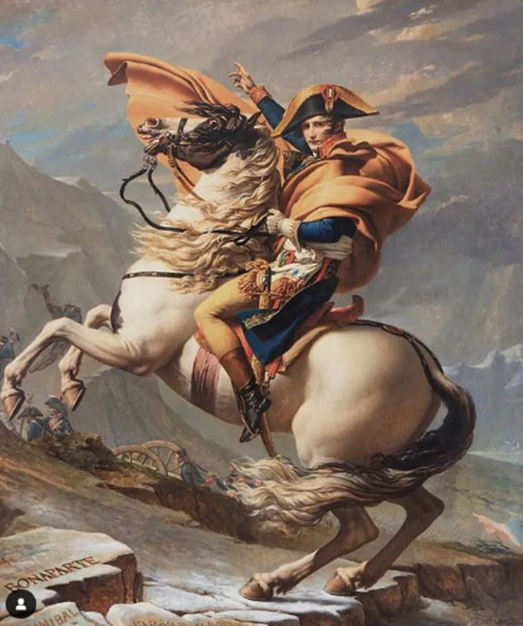 Napoleon crossing the Alps, painting Napoleon crossing the Alps, about Napoleon crossing the Alps, painting by Jacques-Louis David Napoleon crossing the Alps, indian express news