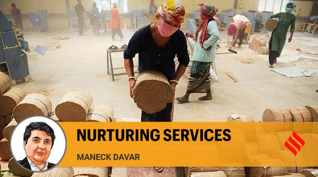 The commerce ministry also expects services exports to overtake merchandise and manufacturing, or at least be on par. (Express Photo)