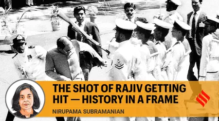 Il tiro dell'infortunio di Rajiv Gandhi - storia nel telaio