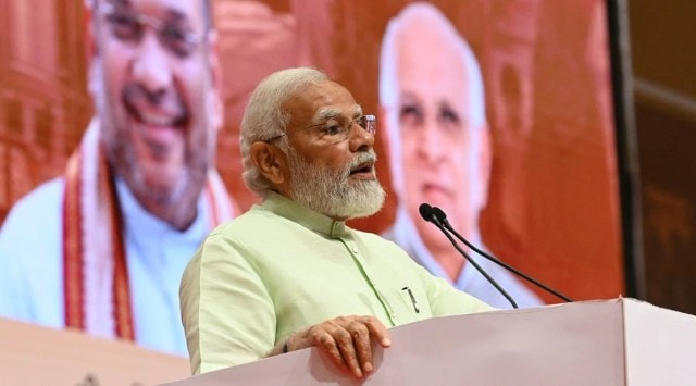 Prime Minister Narendra Modi speaks during a conclave on cooperative sector, in Gandhinagar. (PTI)