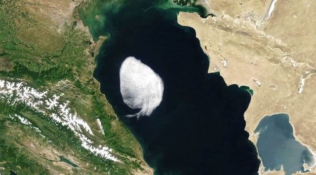 The peculiarly-shaped cloud was spotted on May 28, in the late morning. (Image credit: Joshua Stevens / NASA)