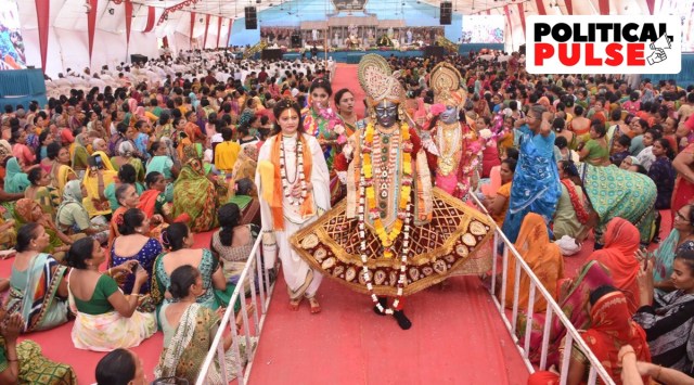 BJP MLA and former minister Jayesh Radadiya organised a 'katha' in the town of Jam Kandorna in Rajkot district from May 24 to May 29. (Credit: @ijayeshradadiya/Twitter)
