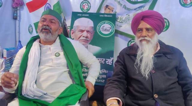 Balbir Singh Rajewal with Rakesh Tikait. (File photo)