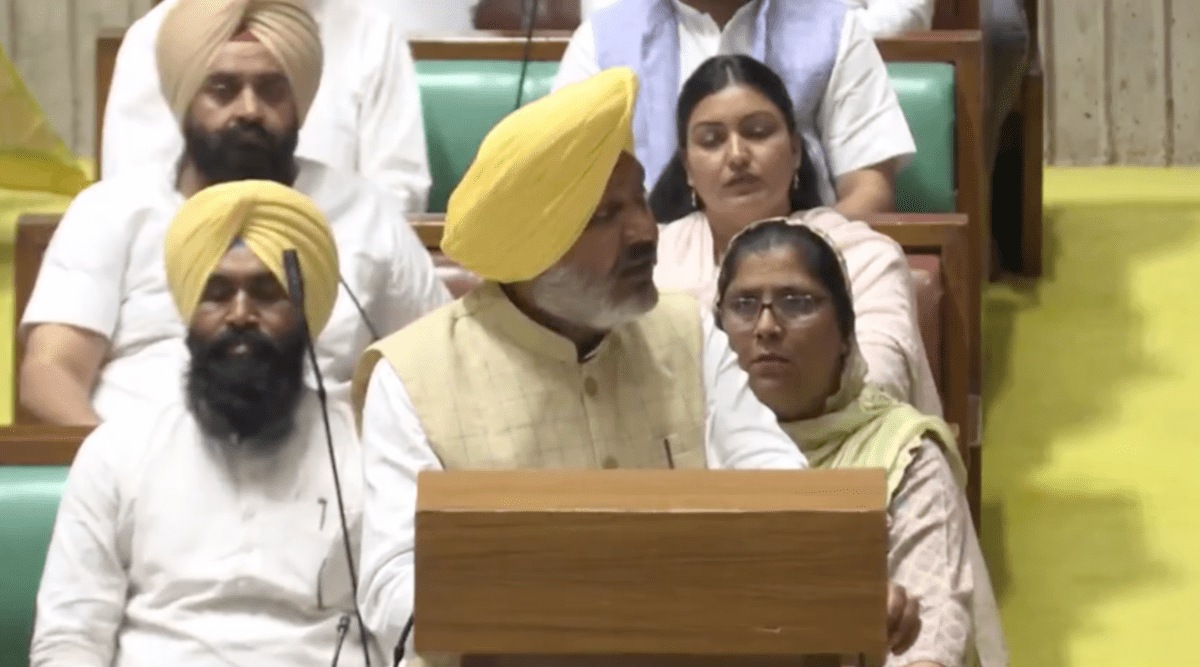 Punjab Finance Minister Harpal Singh Cheema presents the state budget.
