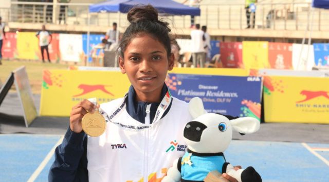 19-year-old Kachhap created a new Athletics Federation of India national youth record with a timing of nine minutes and 46.14 seconds. (Express Photo by Jaipal Singh)