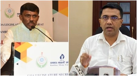 Goa Assembly Speaker Ramesh Tawadkar and Chief Minister Pramod Sawant.