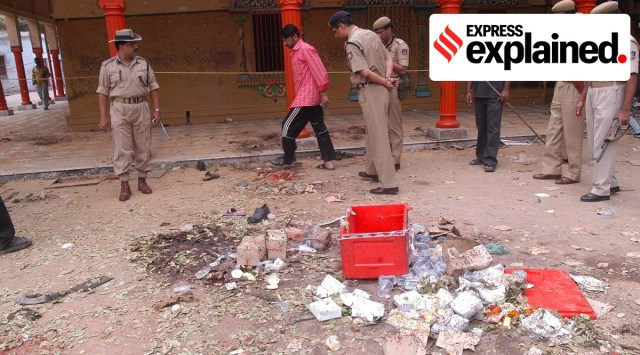 The blast site at Sankat Mochan temple. (Express/File)