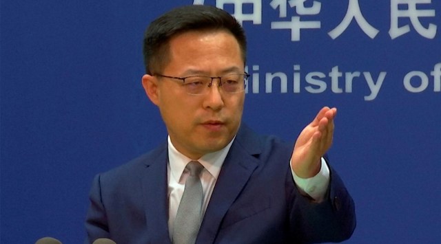Chinese Foreign Ministry spokesperson Zhao Lijian gestures during a media briefing at the Ministry of Foreign Affairs office, in Beijing. (AP, file)